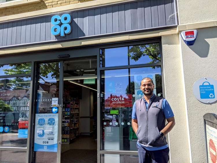 At the heart of the community: Amila outside the Co-op on Kingston Road, Teddington (Image: Ellie)