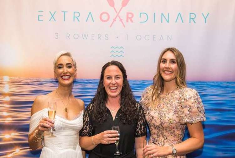 Three extraOARdinary women: rowers Kat Cordiner (left), Abby Johson (centre) and Charlotte Irving (right) aim to break a world record (Image: Team Extraordinary)