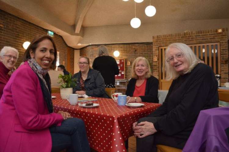 Munira Wilson MP (left) at the grand re-opening of Teddington Community Café (Image: Munira Wilson)