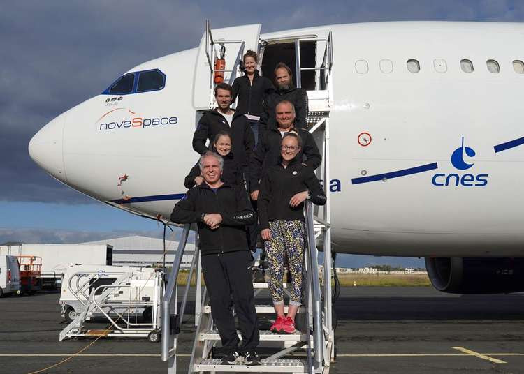 Inventor John Kennett and the team in France where the space equipment tests will take place this week