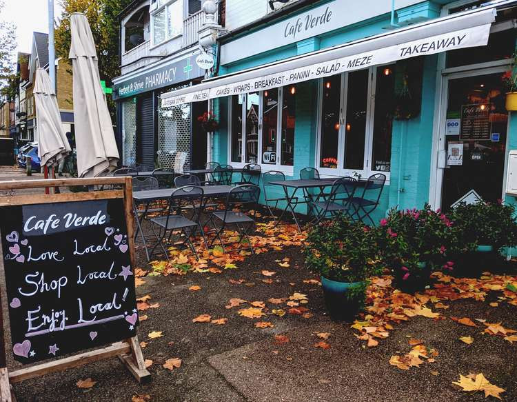 Autumn leaves outside Teddington's Cafe Verde (Image: Ellie Brown)