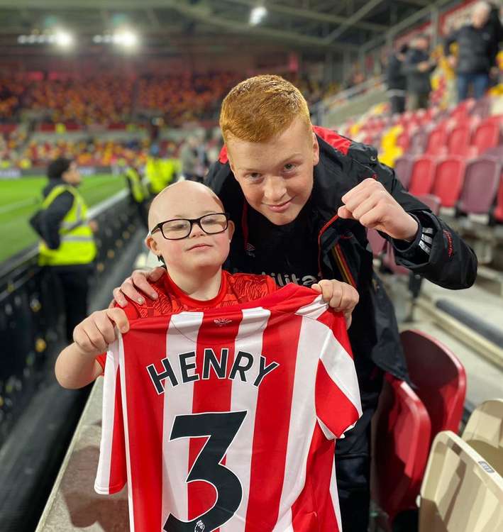 Brentford left-back Rico Henry also gave the young super-fan his shirt after the match (Image: Natalie O'Rourke)