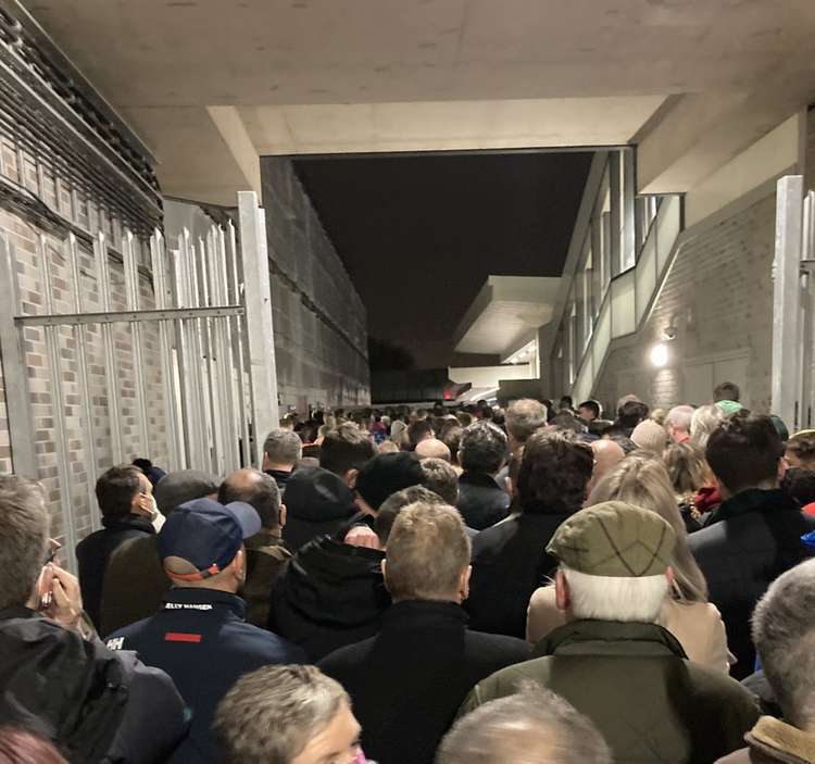 The crush at Twickenham station after the England - Tonga game