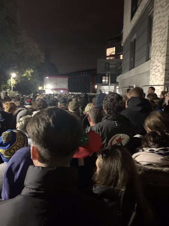 Crowds of rugby fans were caught in long queues on the way home