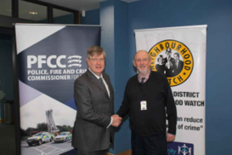 Roger Hirst with Clive Stewart, chairman and secretary of Essex County Neighbourhood Watch Association.