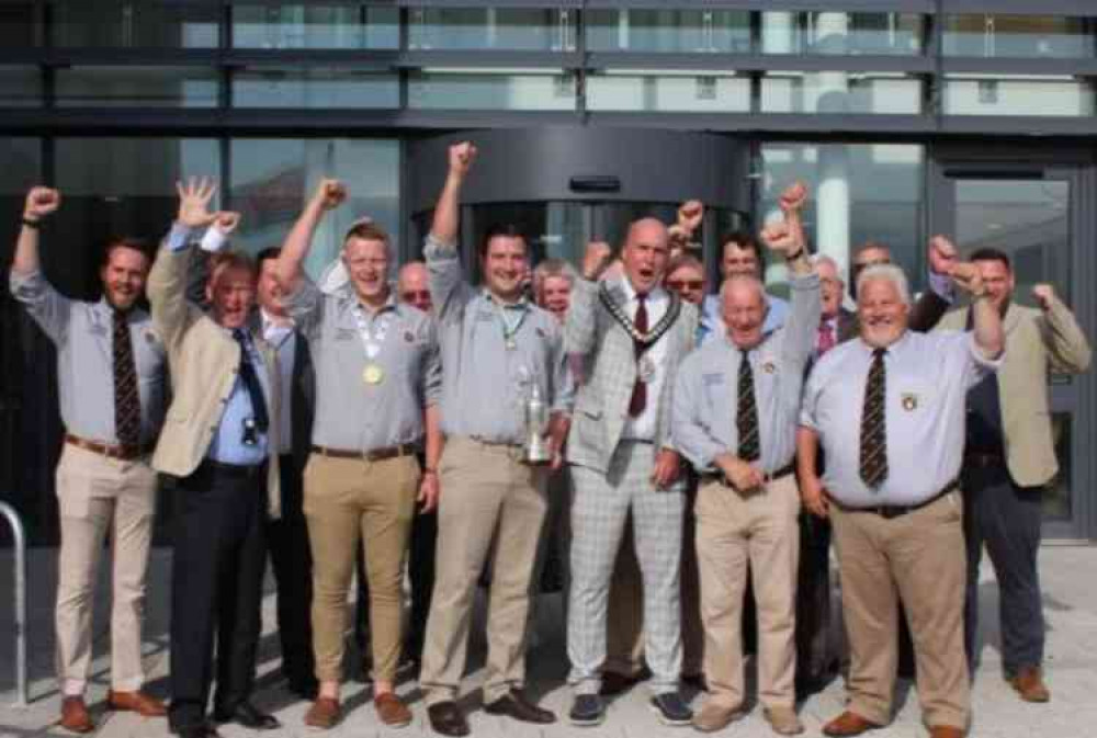 Honiton Rugby Club proudly displayed their Vase trophy when they met with members of East Devon District Council at Blackdown House in Honiton.