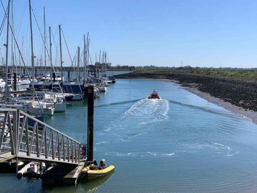 Off to the rescue again: the lifeboat volunteers launching from their Burnham Marina base