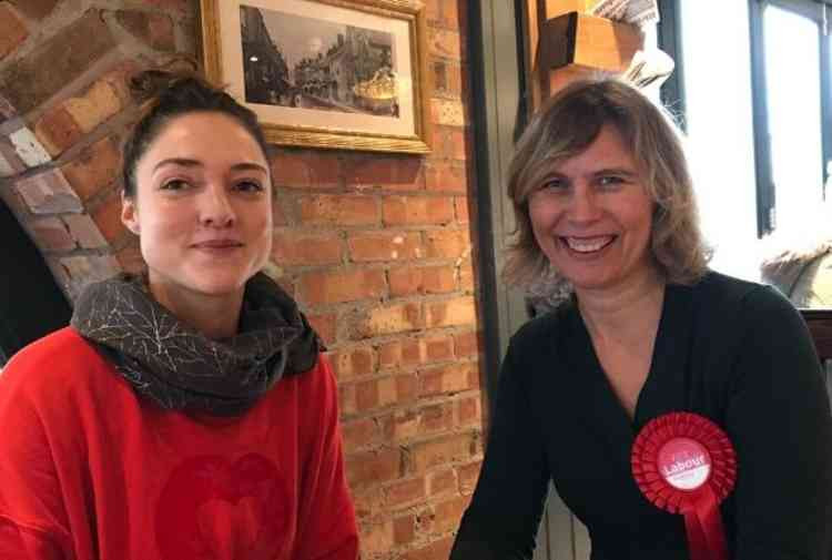 Hannah Corfield with Labour candidate, Liz Pole