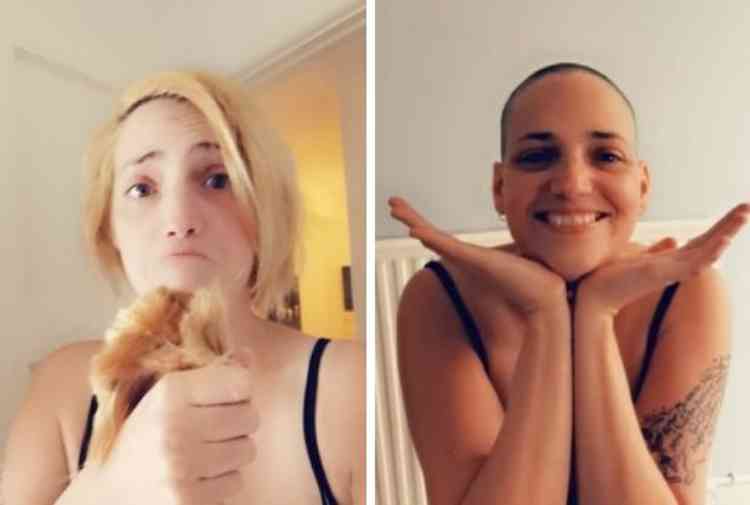 Chesca Nicole Hayden before and after having her hair shaved off