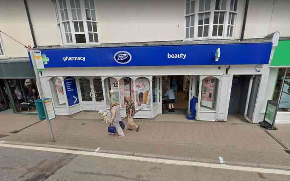 Boots on Honiton High Street. Image courtesy of Google.
