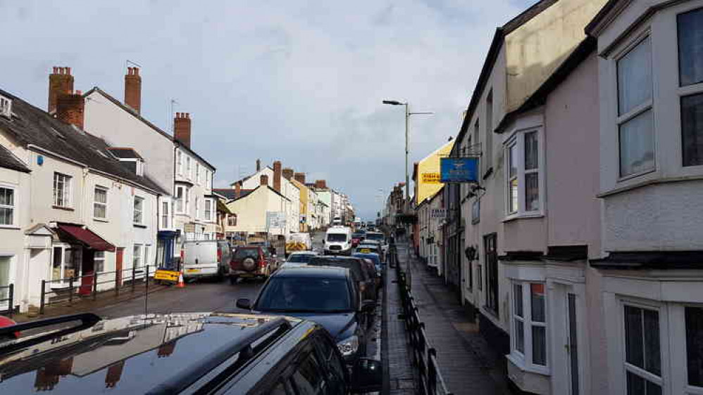 Stock image of Honiton High Street.