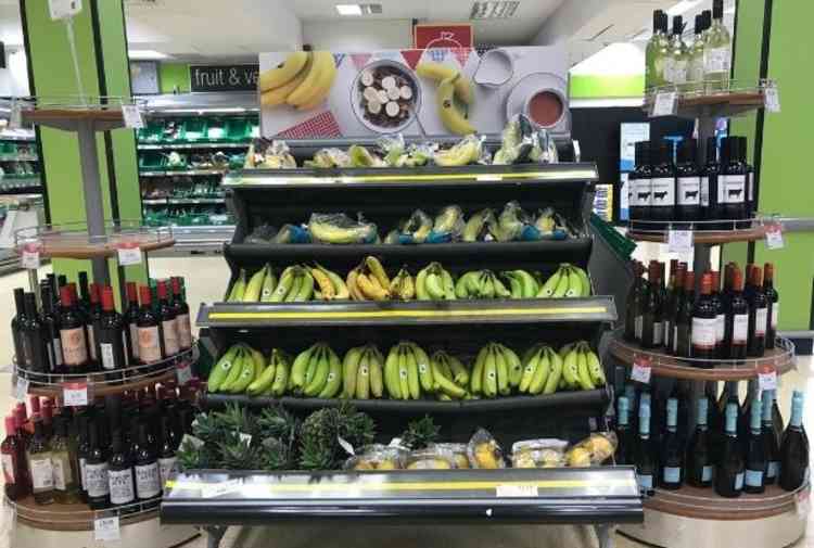 Fairtrade bananas and wine on offer at the Co-op store in Lace Walk