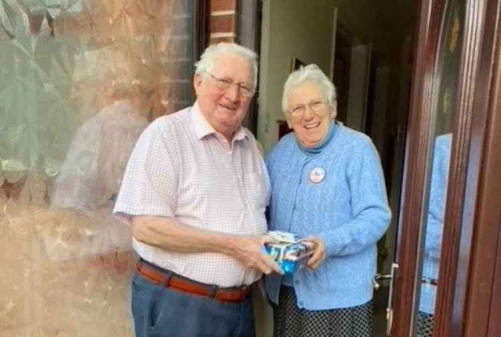 Carers in Honiton receiving a Christmas gift