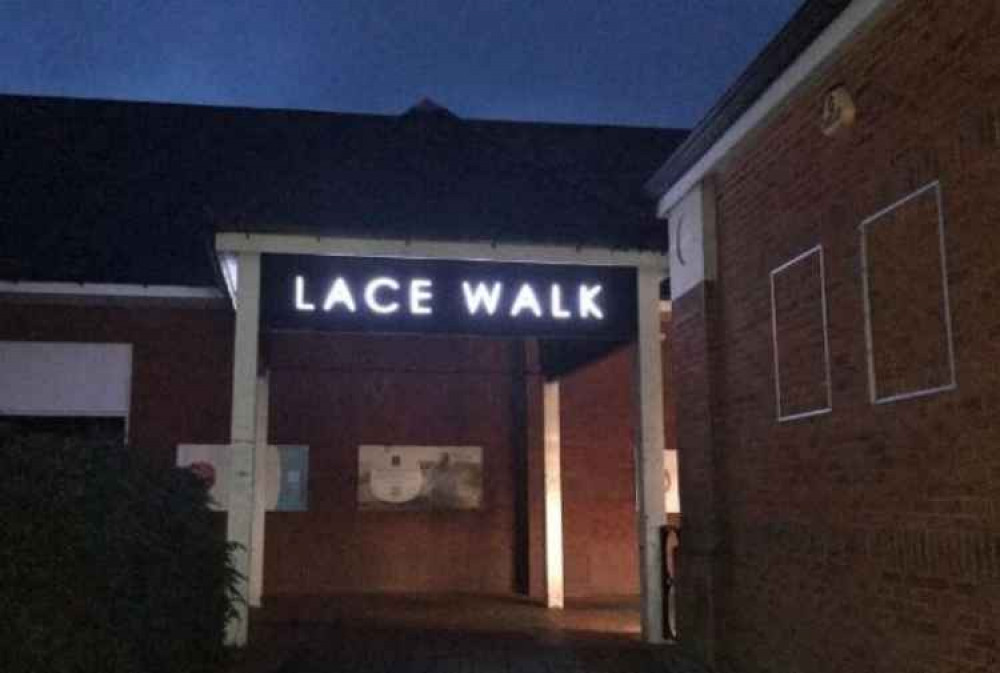 Sign for Lace Walk car park in Honiton