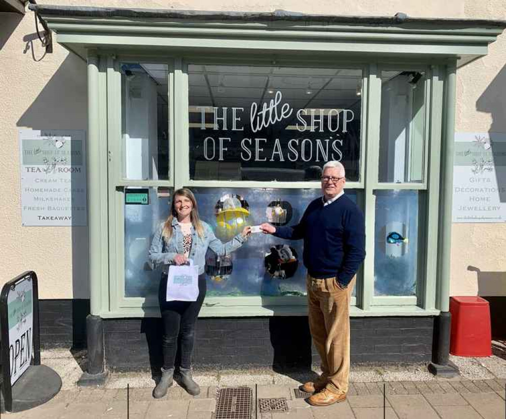 Hollie Broom and Roger Hemming outside The Little Shop of Seasons