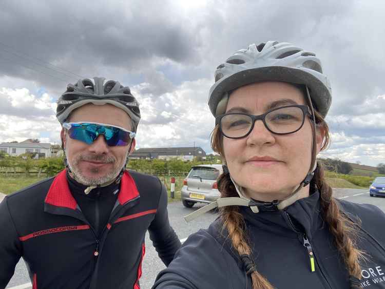 Husband Craig accompanied Kelly on the 62-mile bike ride.