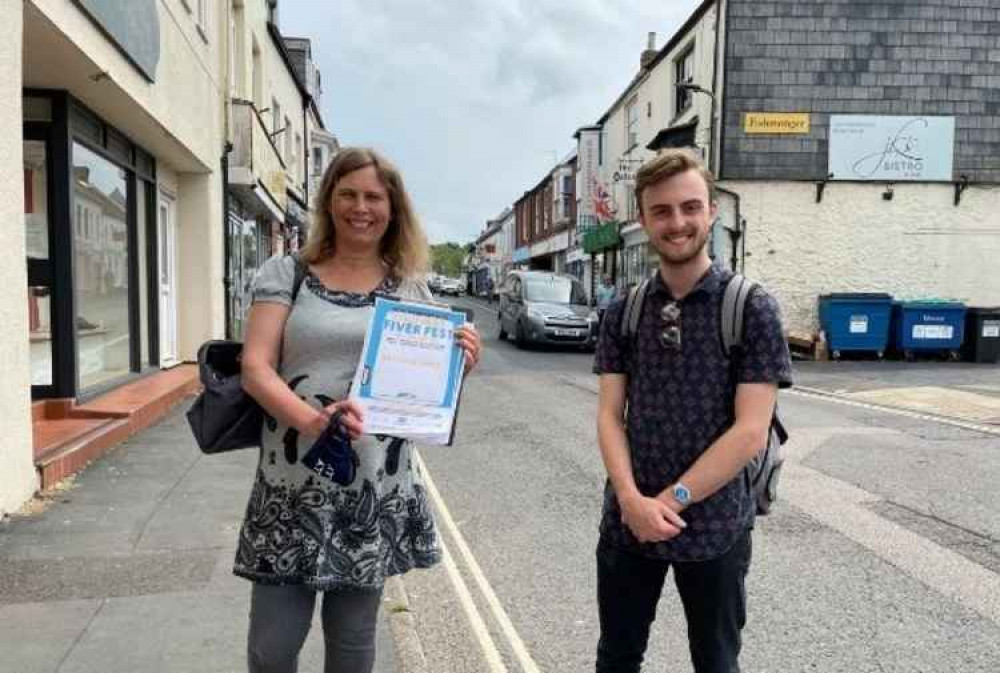 Totally Locally Honiton organiser, Liz Pole and Honiton Town Councillor, Jake Bonetta