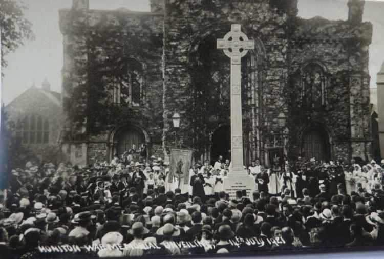 Dedication of the Honiton War Memorial, July 14th 1921. Photograph provided by Terry Darrant.
