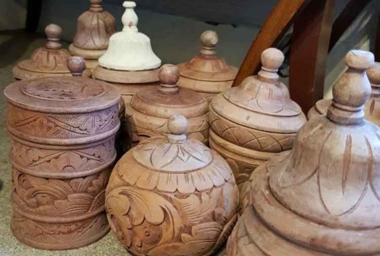 Lovely wooden pots on offer at Lombard Antiques