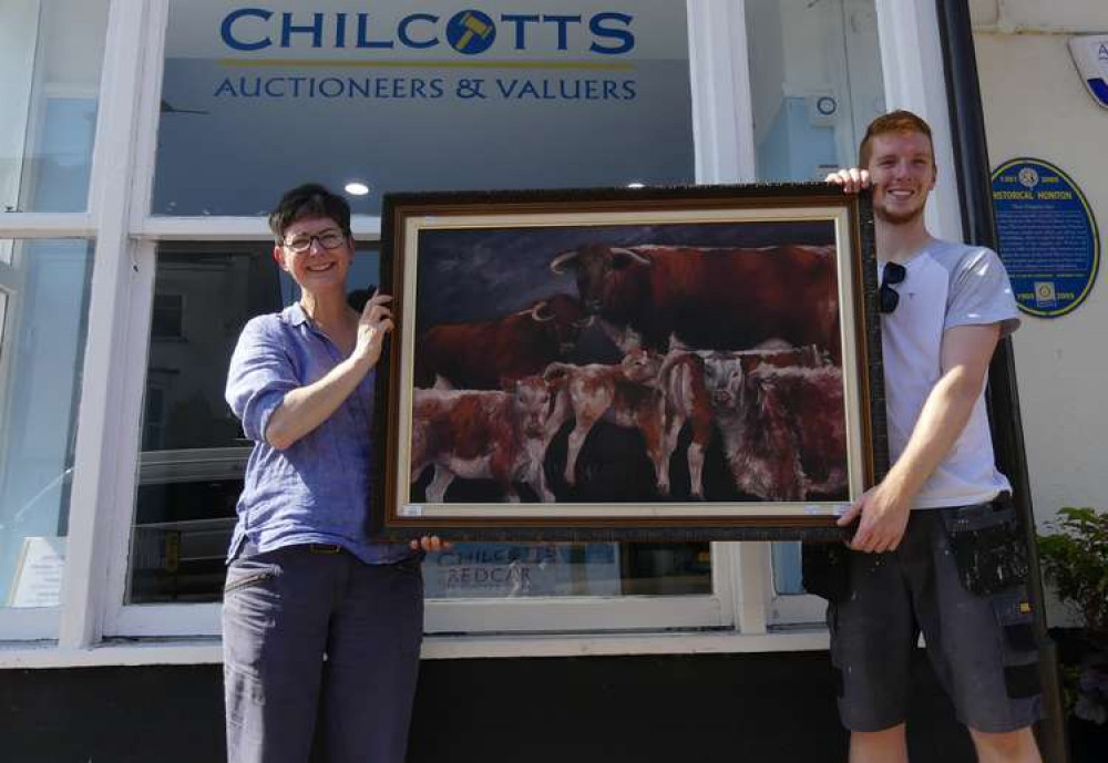 Liz Chilcott and Kalen Warne with the painting