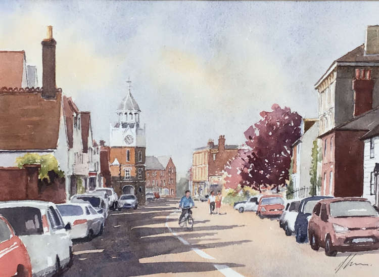 'Burnham Clocktower' watercolour by John Green