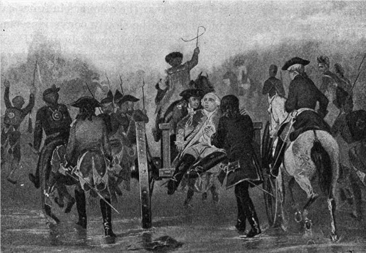 Braddock being carried away from the battle