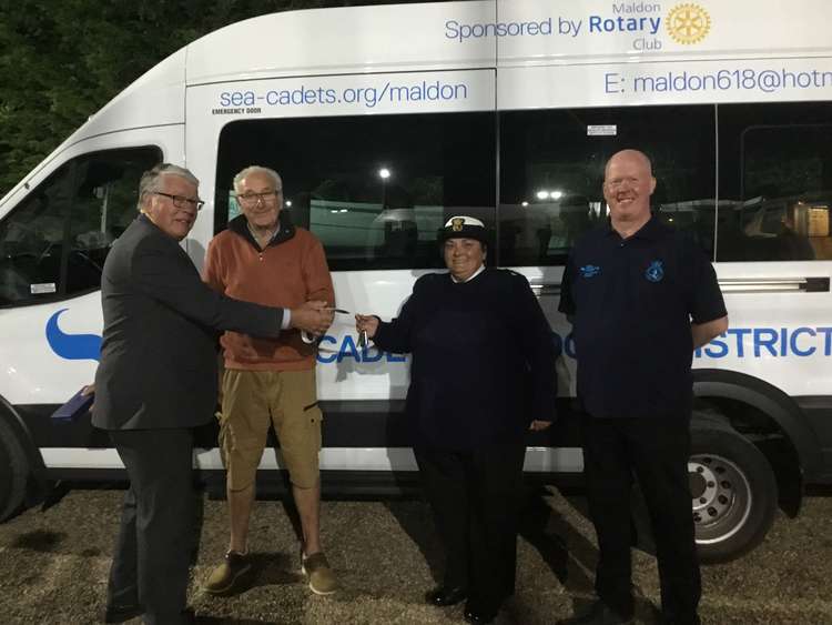 The handover of the minibus to the Maldon and District Sea Cadets