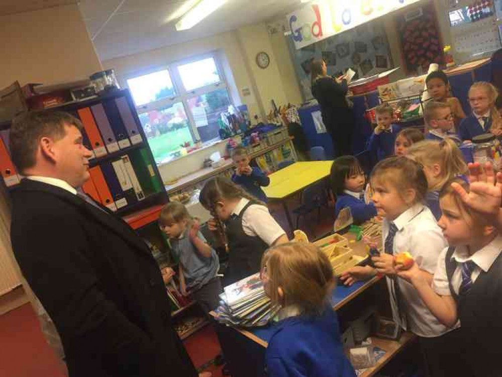 North West Leicestershire MP Andrew Bridgen spoke to children at St Charles Primary School in Measham