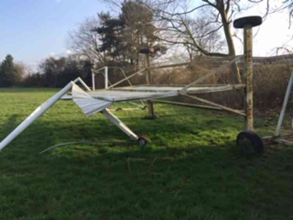 The cricket screen at Western Park which toppled over in the recent bad weather