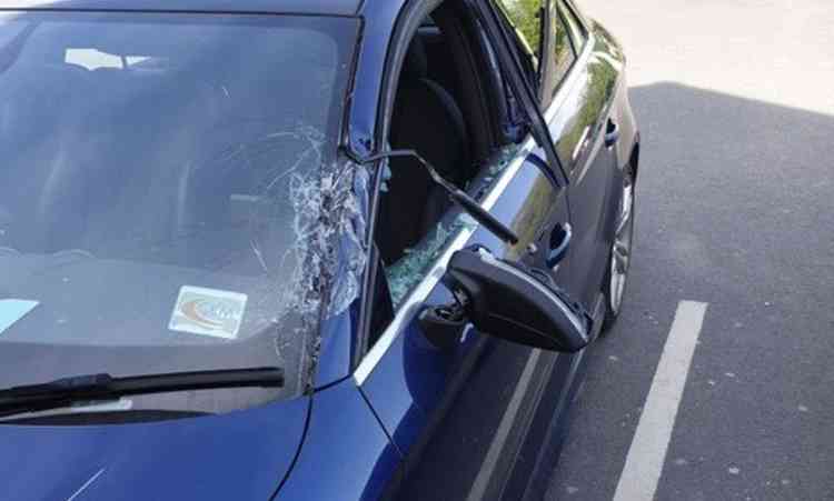 Police released a photo of damage caused to a vehicle at the scene