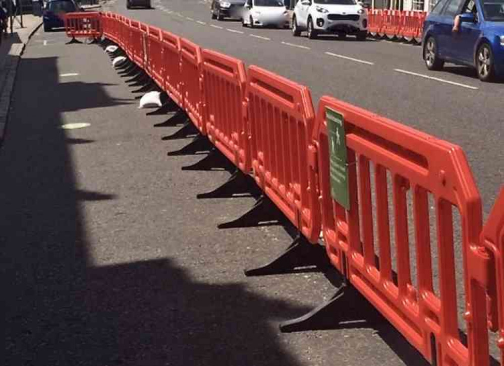 The barriers were put up in Market Street last month. Photo: Ashby Nub News