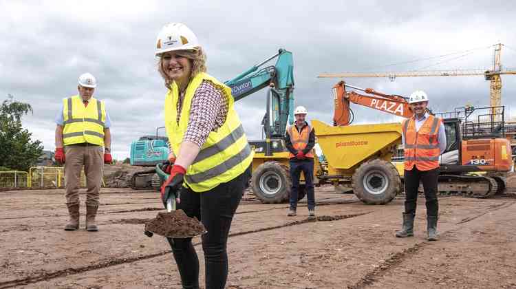 Pictured from l-r Cllr John Coxon, Cllr Deborah Taylor, Nick Heath and Ryan Wilkes, from Willmott Dixon