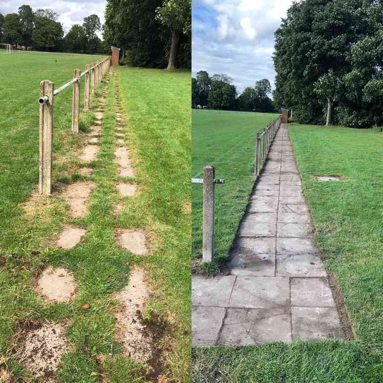 The pathways around the pitch have also been tidied up