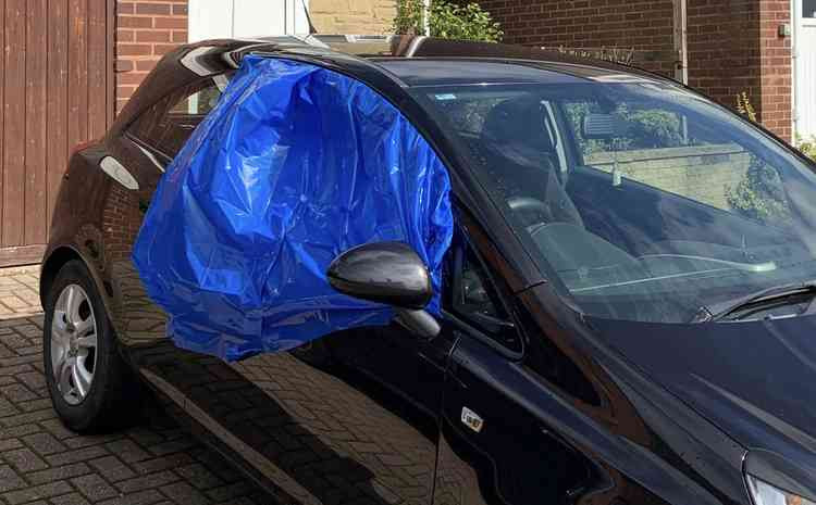 One of the vehicles that was damaged in the attack. Photo: Swadlincote SNT