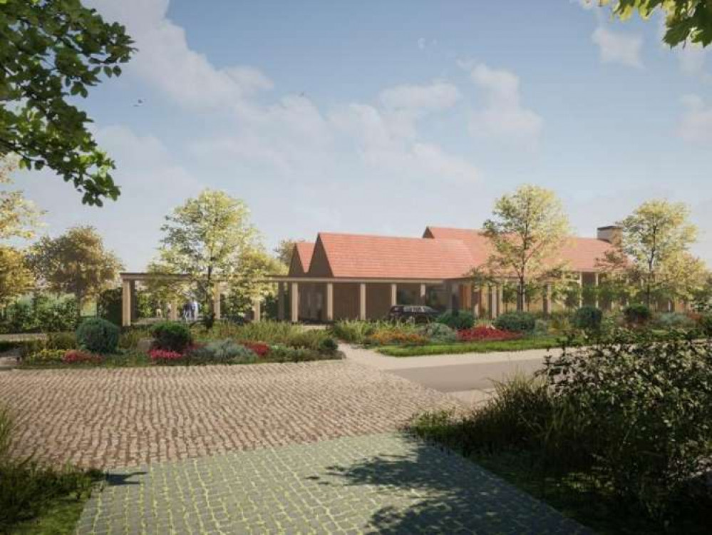 A local artist's impression of the proposed crematorium for Woodham Mortimer, a village on the Dengie Peninsula