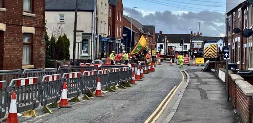 The works on Derby Road saw the road closed to through traffic last week. Photo: Ashby Nub News