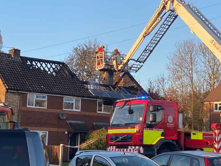 The roof of one of the houses was destoyed along with part of the neighbouring property. Photo: Ashby Nub News