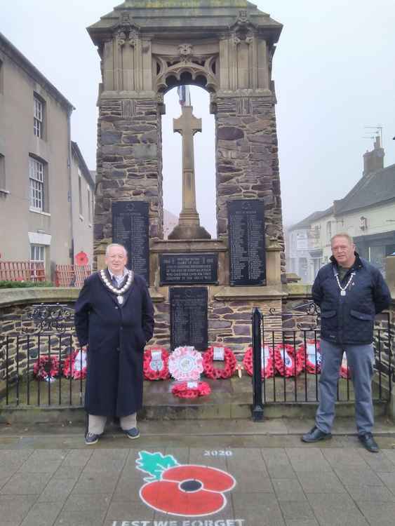 Ashby Mayor Graham Allman laid a wreath at the Market Street War Memorial at 9.45am with consort Mike Briggs who lost a family member who n World War I