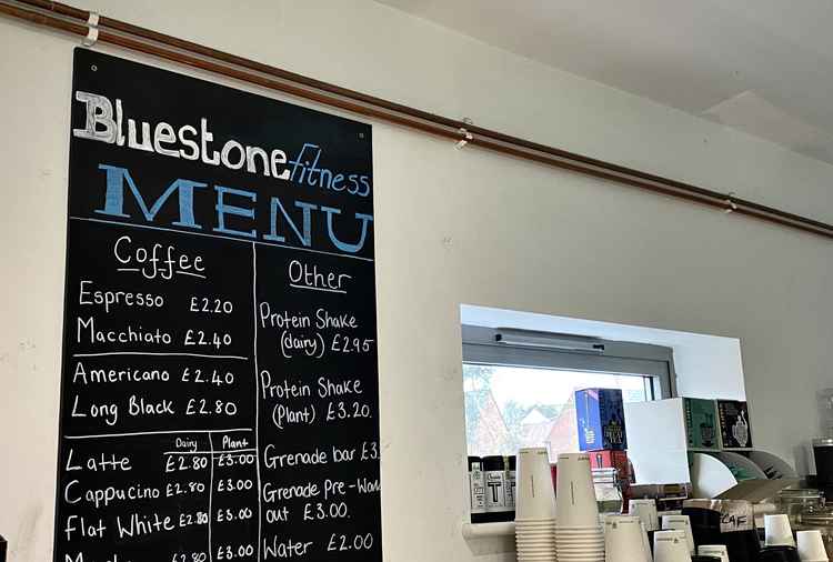The menu is on show in Bluestone's reception area The menu is on show in Bluestone's reception area