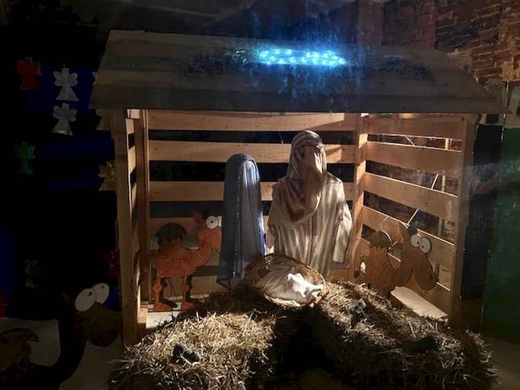 The former Clinton Card shop has been turned into a nativity scene