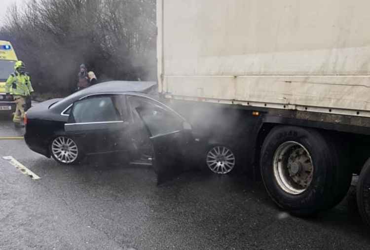 The driver of this car escaped uninjured. Photo: Ashby Fire Station