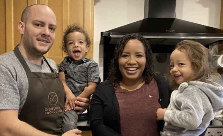 Keith Tiplady with wife Jess and his three-year-old twins