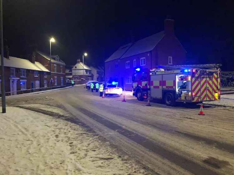 This was the scene in Wood Street on Monday morning. Photographs: Ashby Fire Station