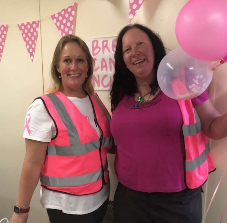 Bonnie Smith (left) and Wendy Sumner (right) during the fundraising days at Dengie Crops (Photo: Bonnie Smith)