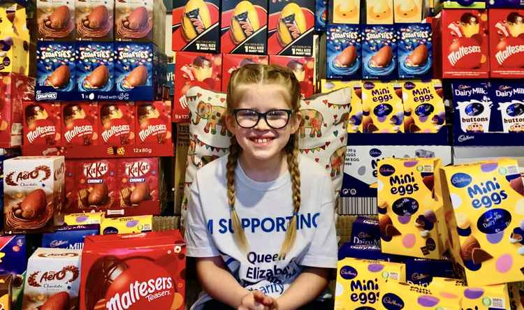 Clarissa with some of the Easter Eggs that have been donated