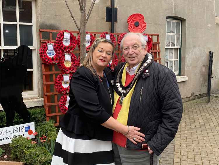 Mayor Graham Allman and Mayoress Charmaigne at Ashby's War Memorial