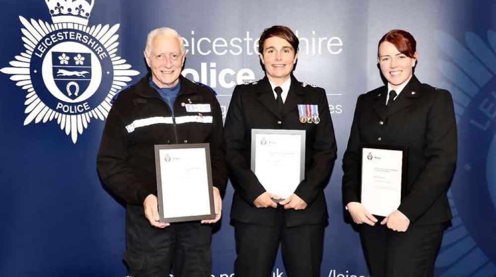 PCSO Tony Gallagher (l), Inspector Lindsey Booth and PC Emma-Louise Holmes(r)
