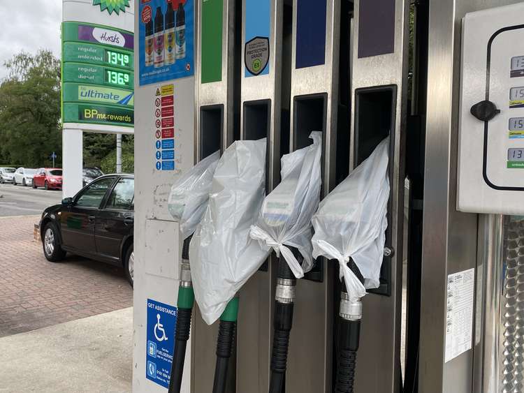The pumps were also taped off at the Nottingham Road petrol station