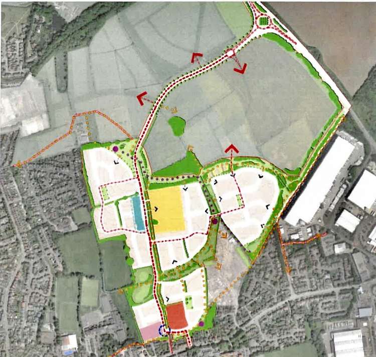 The map gives an idea of how the development will take shape - with the new roundabout at the top causing disrupution on the bypass