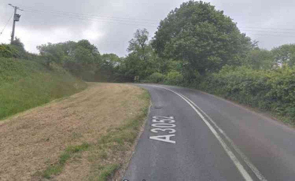 Four Elms Hill on the A3052. Picture courtesy of Google.